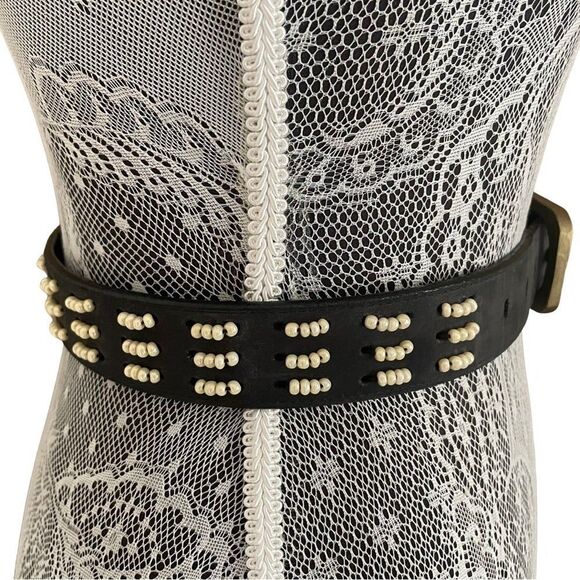 Vintage Genius Dilettante Bead Embellished Leather Belt Size Small main image 6